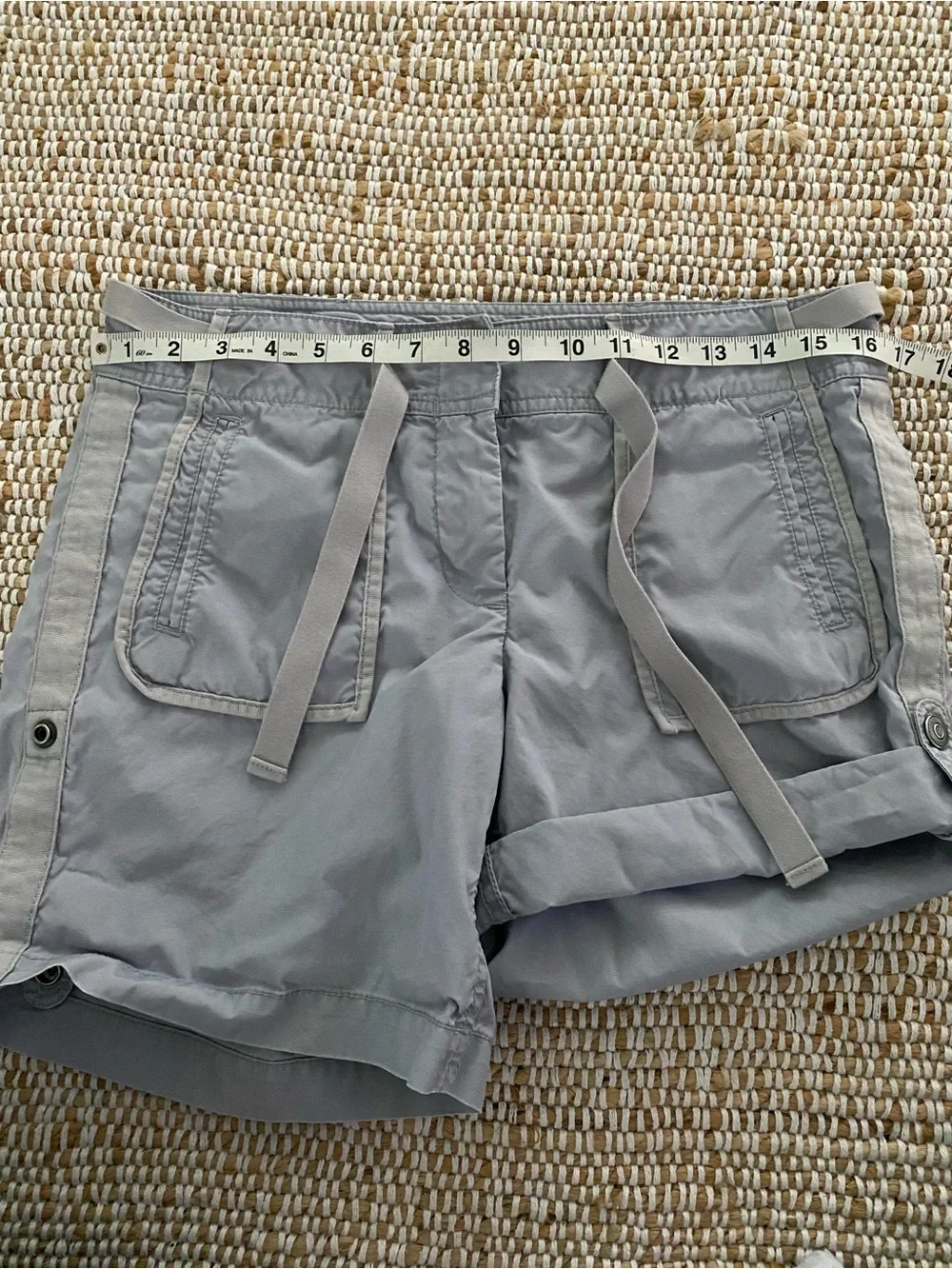 Vintage J.Crew City Fit Utility Shorts Blue Gray Roll Tab Sz 4